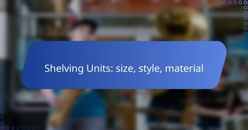 Shelving Units: size, style, material