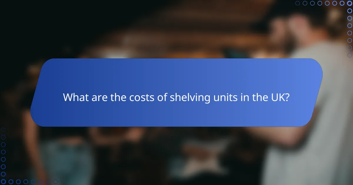 What are the costs of shelving units in the UK?